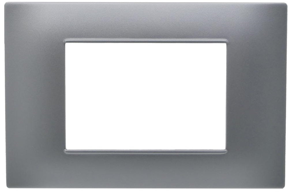 Placca 3 posti argento Soft Touch compatibile Vimar Plana