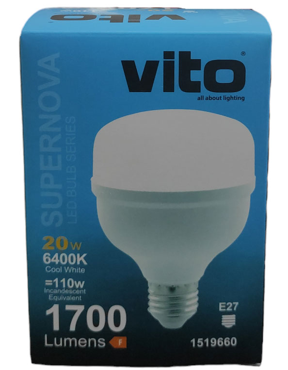 Lampadina LED 20W E27 T80 6400K luce fredda Vito 6972538049346 1519660 EL2470