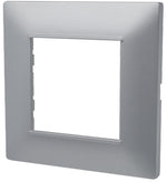 Placca 2 posti argento Soft Touch compatibile Vimar Plana