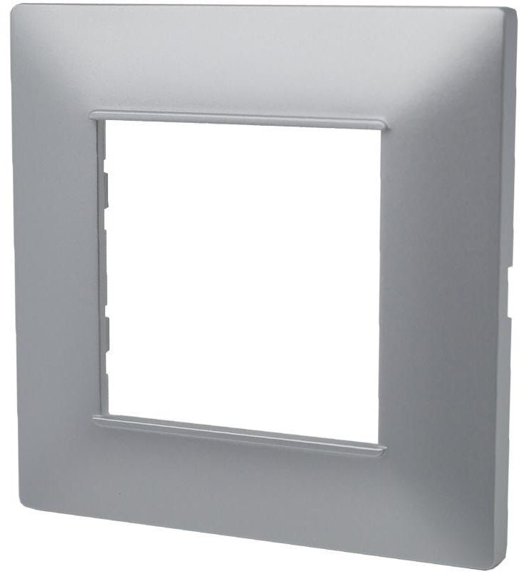 Placca 2 posti argento Soft Touch compatibile Vimar Plana