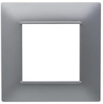 Placca 2 posti argento Soft Touch compatibile Vimar Plana