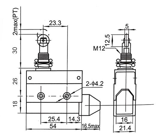 Interruttore di fine corsa orizzontale con rullo parallelo 250V 10A CF7311 Fato EL2602