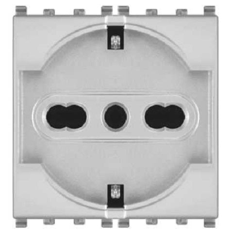 Presa Schuko 2.0 16A 250V grigia compatibile Vimar Plana
