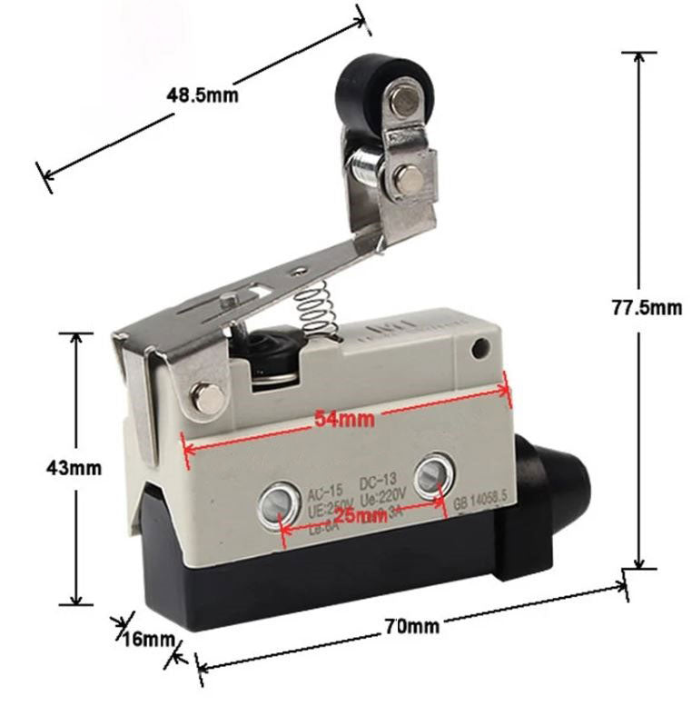 Interruttore di fine corsa orizzontale con leva a rullo 250V 10A CF7144 Fato EL2634Interruttore di fine corsa orizzontale con leva a rullo 250V 10A CF7144 Fato EL2634