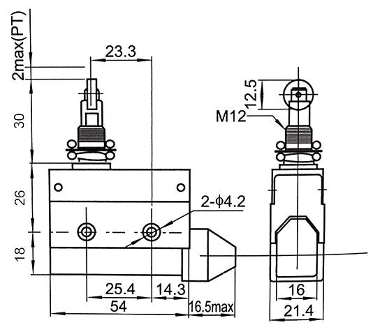 Interruttore di fine corsa orizzontale con rullo a 90° 250V 10A CF7312 Fato EL2639