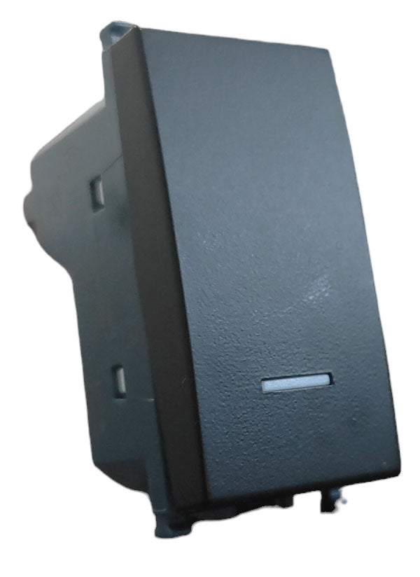 Pulsante unipolare nero con spia compatibile Vimar Arké 0793541339882 965N EL301