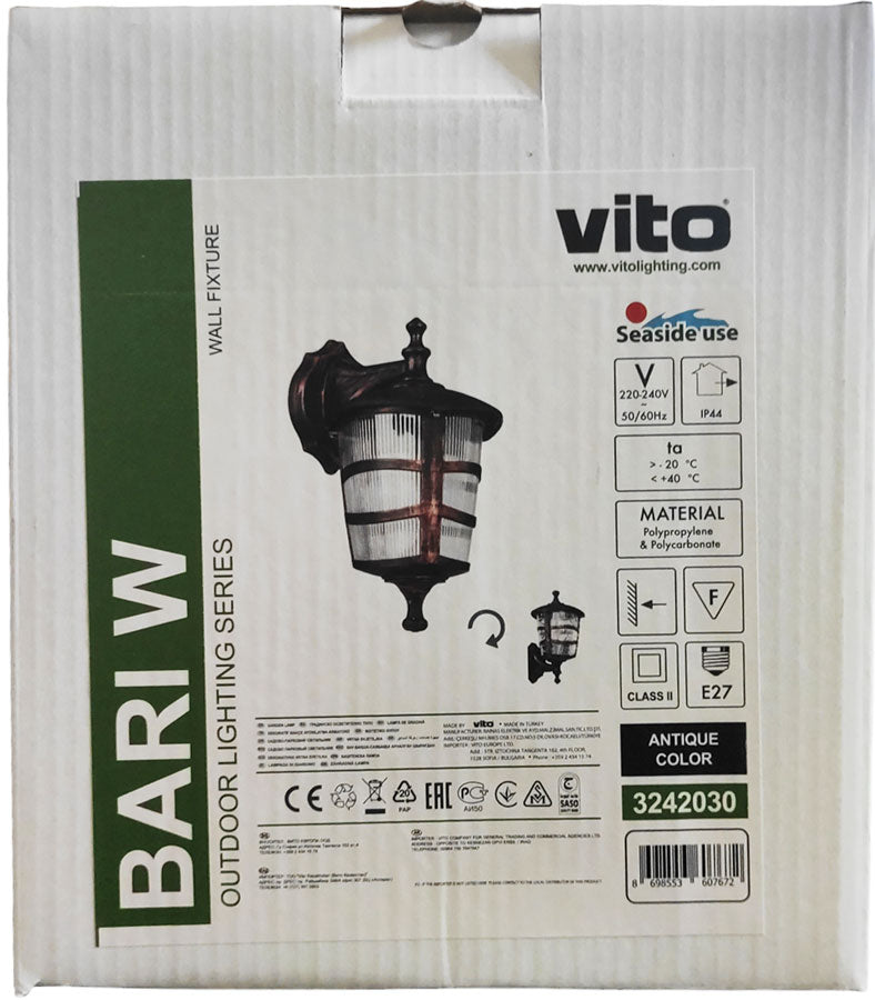 Lampada applique da esterno E27 IP44 200x300mm Vito 8698553607672 3242030 EL3066