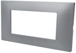 Placca 4 posti argento Soft Touch compatibile Vimar Plana