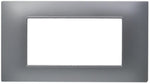 Placca 4 posti argento Soft Touch compatibile Vimar Plana