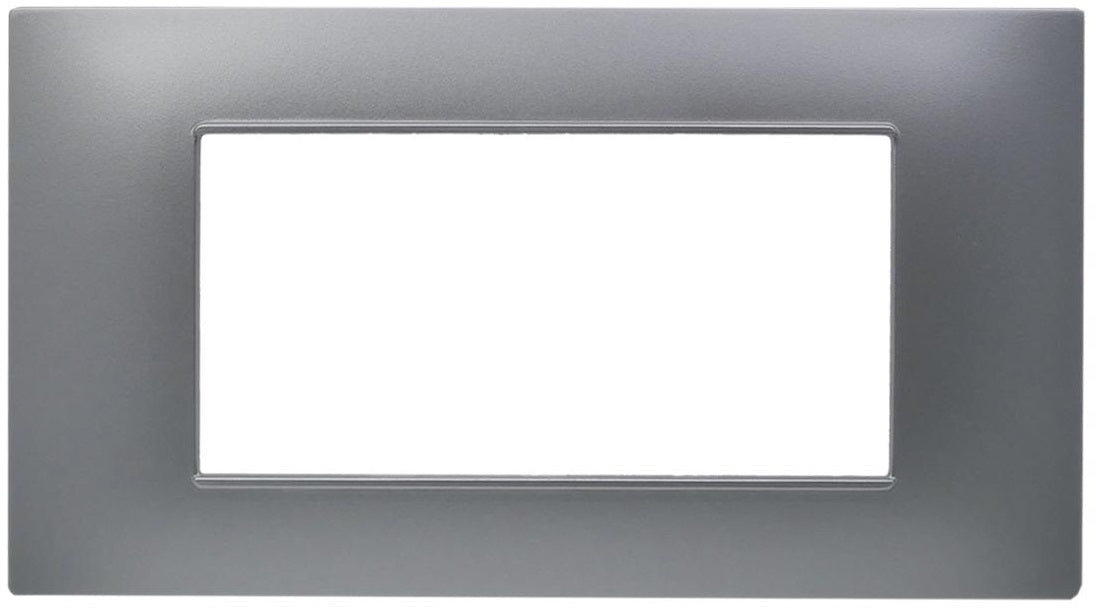 Placca 4 posti argento Soft Touch compatibile Vimar Plana