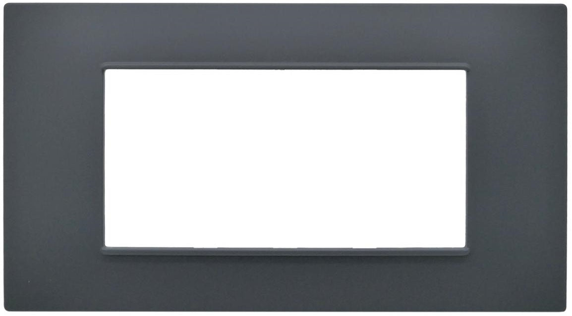 Placca 4 posti antracite Soft Touch compatibile Vimar Plana