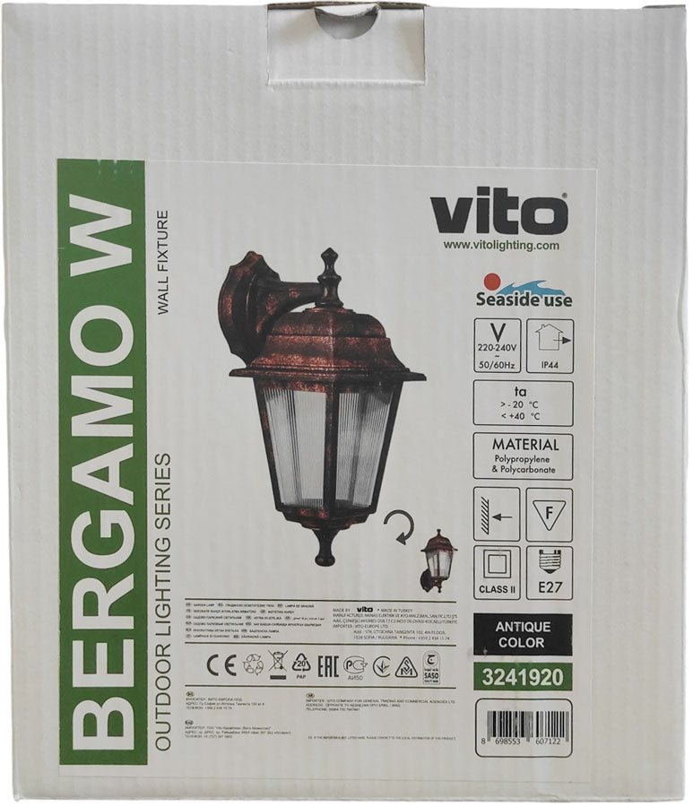 Lampada applique da esterno E27 IP44 200x340mm Vito 8698553607122 3241920 EL3105