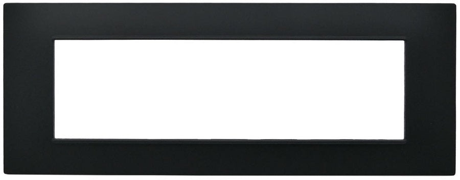 Placca 7 posti nera Soft Touch compatibile Vimar Plana