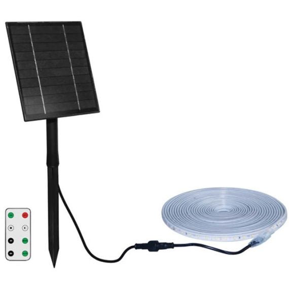 Striscia LED da esterno 10m con pannello solare 40W 2000Lm 6000k luce fredda