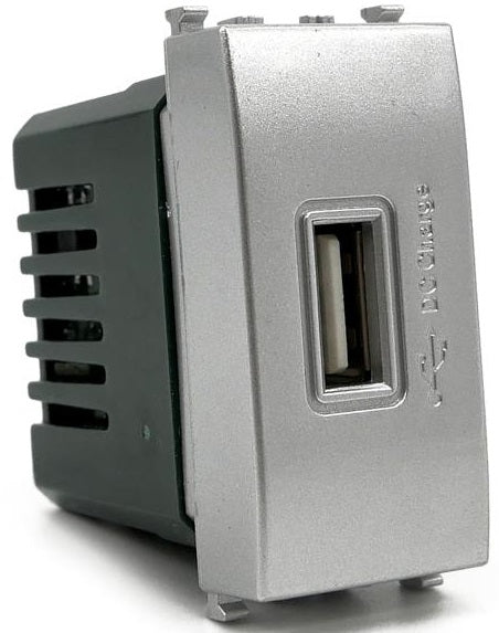 Presa USB grigia 90-265V 50/60Hz output 5V 2A compatibile Vimar Plana