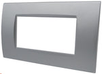 Placca 4 posti argento Soft Touch compatibile Living International