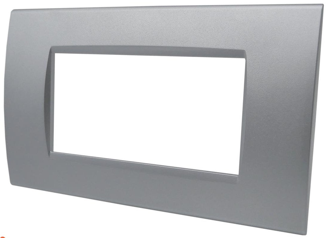 Placca 4 posti argento Soft Touch compatibile Living International