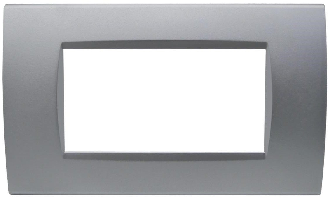 Placca 4 posti argento Soft Touch compatibile Living International