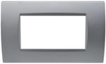 Placca 4 posti argento Soft Touch compatibile Living International