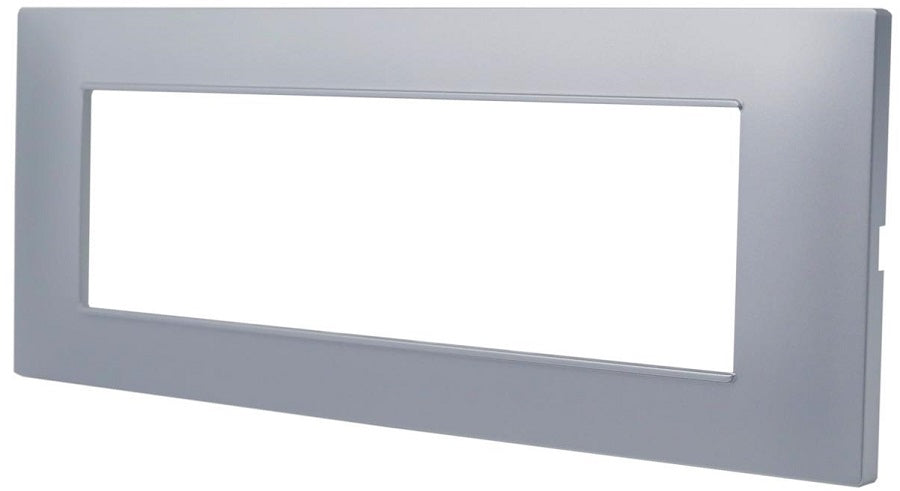 Placca 7 posti argento Soft Touch compatibile Vimar Plana