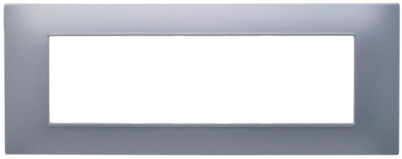 Placca 7 posti argento Soft Touch compatibile Vimar Plana