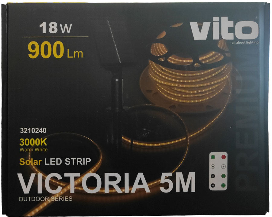 Striscia LED da esterno 5m con pannello solare 18W 900Lm 3000 luce calda 6970233830955 3210240 EL3183