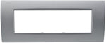 Placca 7 posti argento Soft Touch compatibile Living International