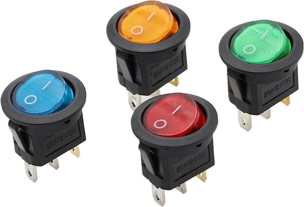 Interruttore luminoso a bilanciere rotondo 12V 20A confezione da 20