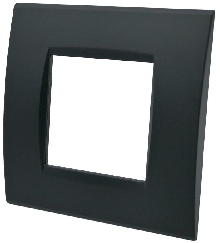 Placca 2 posti nera Soft Touch compatibile Living International