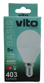 Lampadina LED mini globo E14 5W 403Lm 4000K luce naturale Vito 6972538046086 1518870 EL3236