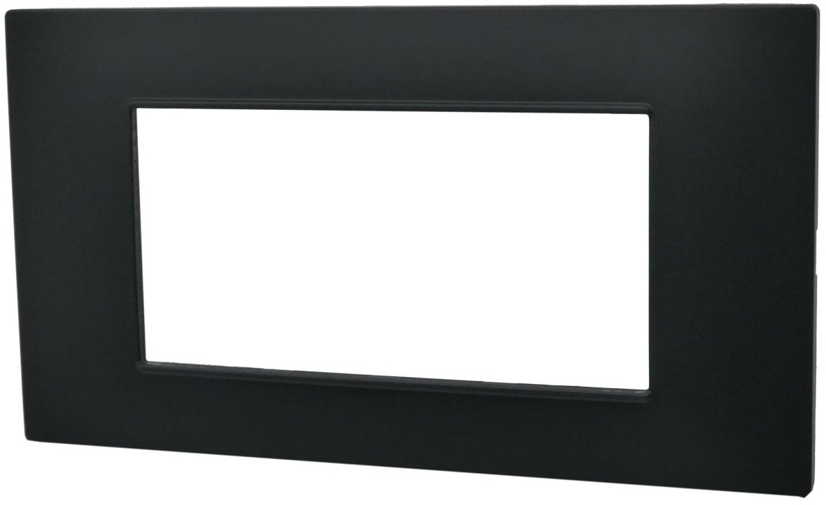 Placca 4 posti nera  Soft Touch compatibile Vimar Plana