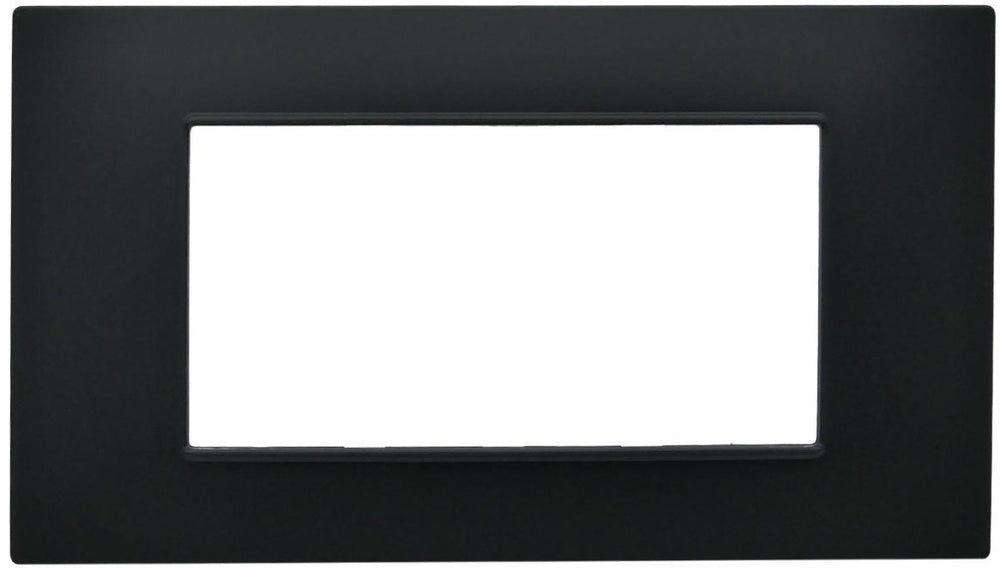 Placca 4 posti nera  Soft Touch compatibile Vimar Plana