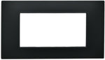 Placca 4 posti nera  Soft Touch compatibile Vimar Plana