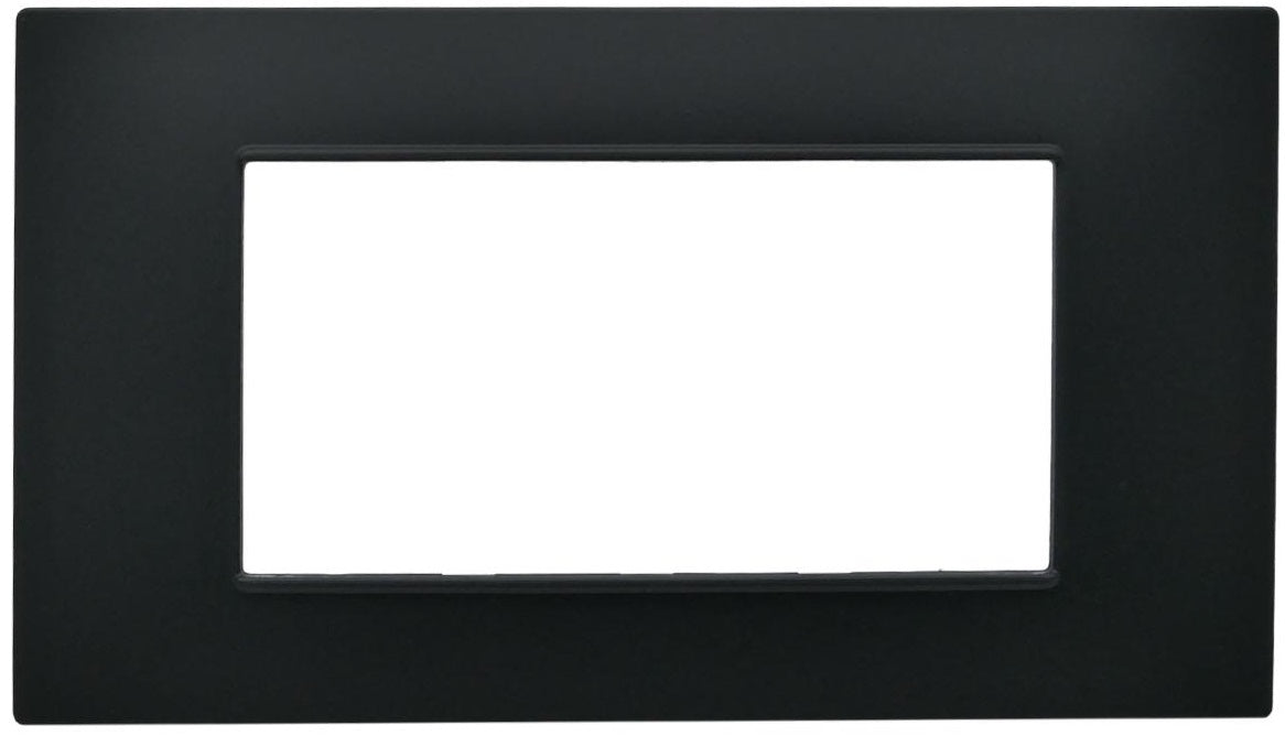 Placca 4 posti nera  Soft Touch compatibile Vimar Plana