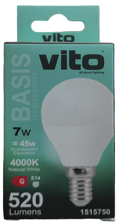 Lampadina LED mini globo E14 7W 527Lm 4000K luce naturale Vito 6970233839828 1515750 EL3284
