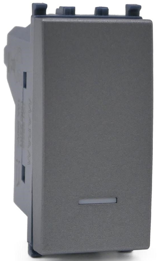 Pulsante unipolare grigio con spia compatibile Vimar Arké 0793541339875 965G EL364