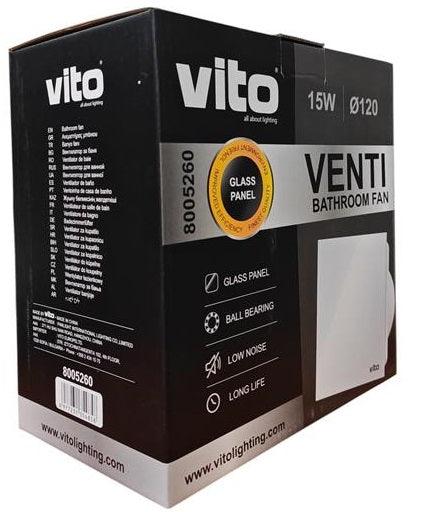 Aspiratore da bagno con frontale in vetro 120mm 15W 6977231354858 8005260 EL371