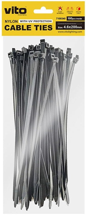 Fascette fermacavi autobloccanti nere 4.6X200mm - 100 pezzi 6972538047625 7100340 EL3939