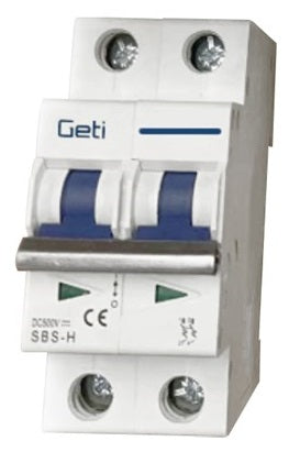 Interruttore magnetotermico per impianti fotovoltaici 2 poli 25A Geti 8595563728543 GF-J02 EL3948