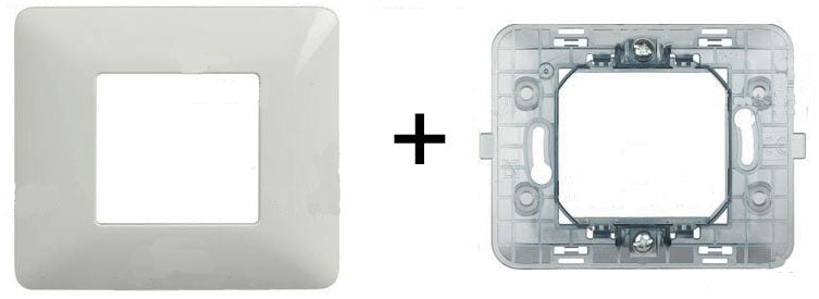 Kit placca bianca e supporto 2 posti compatibili Matix