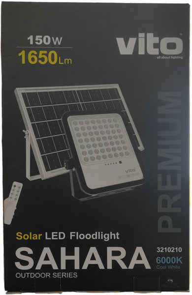 Faretto solare LED 150W 1650lm luce fredda 6000k IP65 Vito 6970233830927 3210210 EL4090
