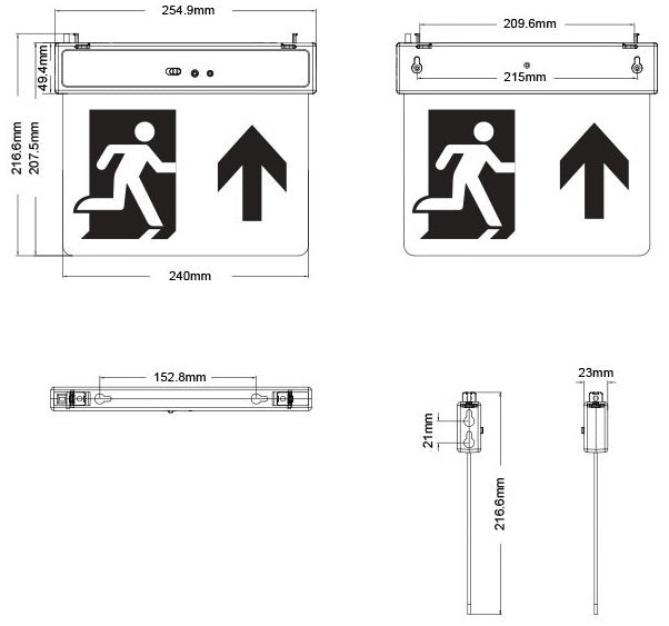 Lampada LED uscita d'emergenza freccia verso l'alto 2W 6500k luce fredda 6970233838043 5020170 EL2356