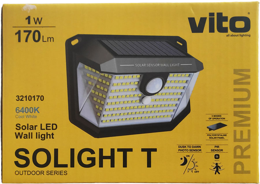 Faretto solare LED 1W 170Lm luce fredda con sensore PIR e crepuscolare 6972538047205 3210170 EL4132