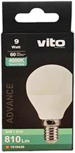 Lampadina LED G45 E14 9W luce naturale 4000k 810lm 6972538048318 1519430 EL4134