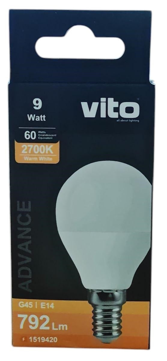 Lampadina LED G45 9W luce calda 2700k 792lm 1519420 6972538048301 EL4140