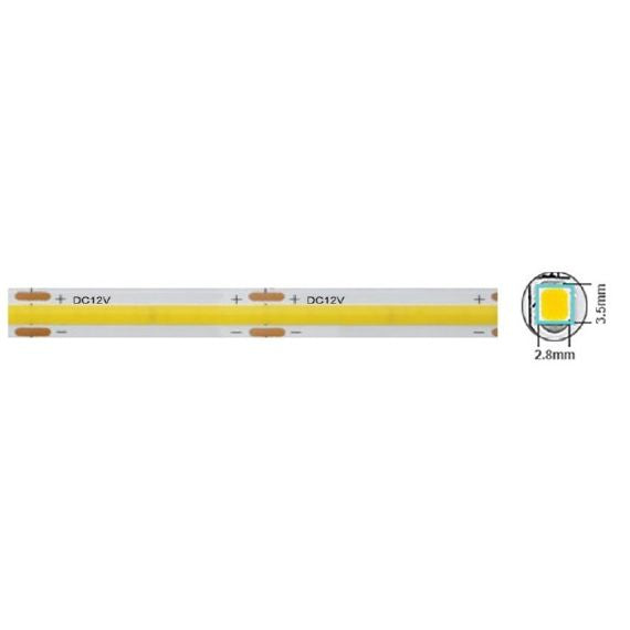 Striscia LED 12V 320xCOB 12W IP20 luce fredda 6000K 5m