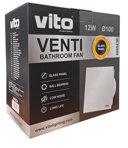 Aspiratore da bagno con frontale in vetro 100mm 12W 8005230 6977231354827 EL4994