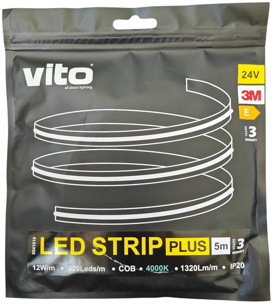 Striscia LED COB 24V 4000K luce naturale 1320lm/m 12W/m IP20 5m 5541010 6977231353868 EL530