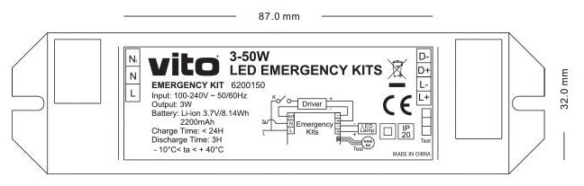 Kit illuminazione LED d'emergenza 3-50W 3.7V 2200mAh 6970233837992 6200150 EL594