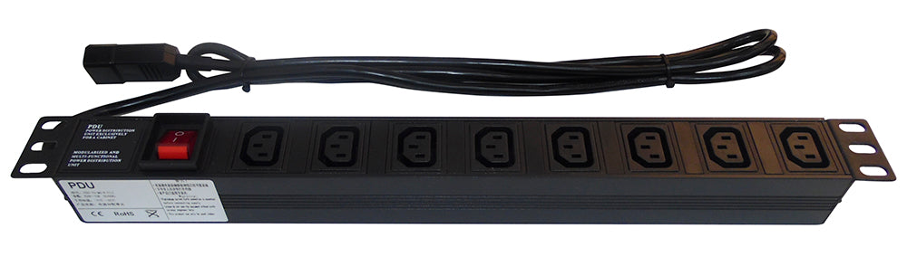Multipresa 8 posti VDE C13 per armadio rack 19" con interruttore luminoso